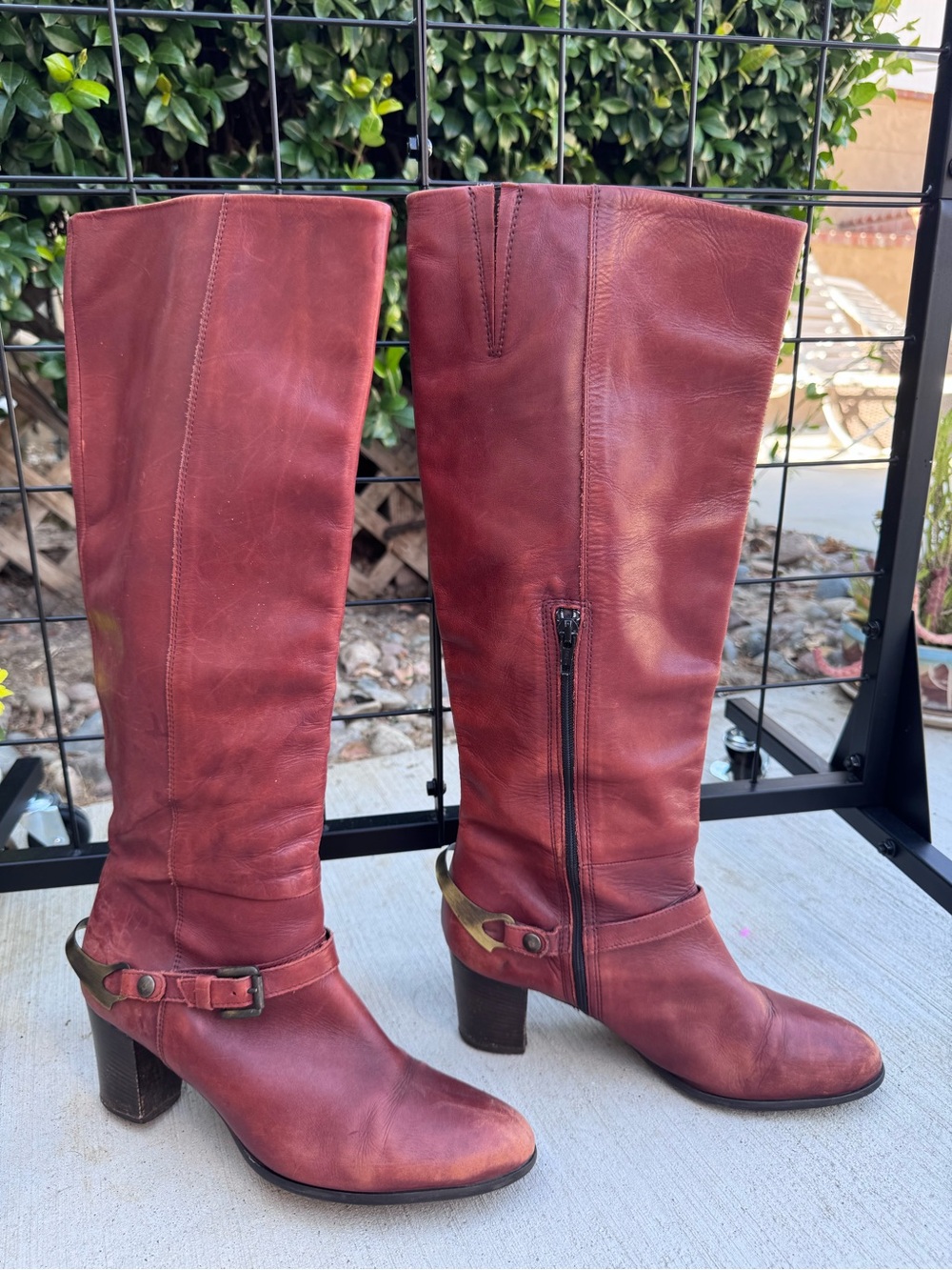 Kurt Geiger Women's Tall Leather Riding Boots in Red/Orange size 40 (9)